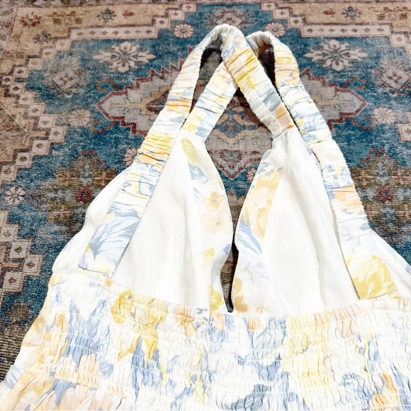 NWT Abercrombie Floral Romper Plunge Neck Scrunchie-Style Crossover Straps LP - Picture 12 of 12